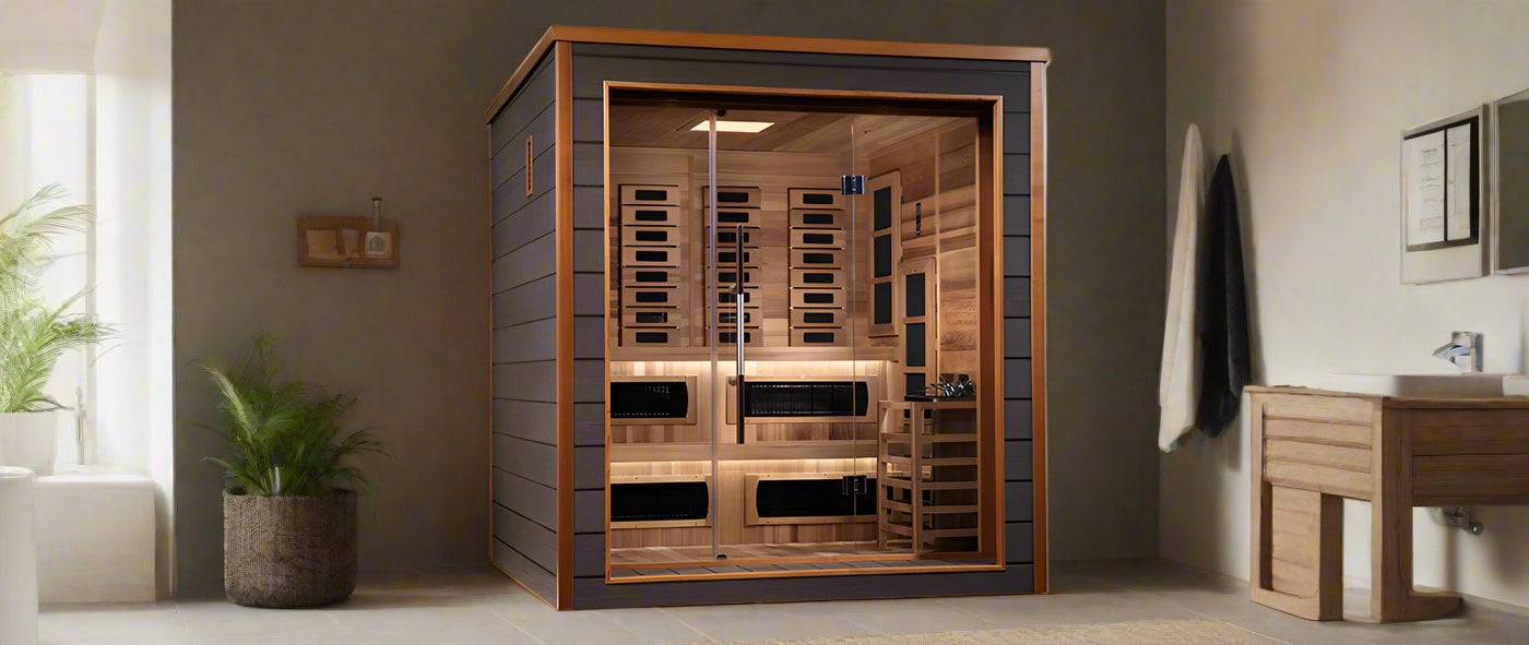 Wooden sauna designed for home relaxation.