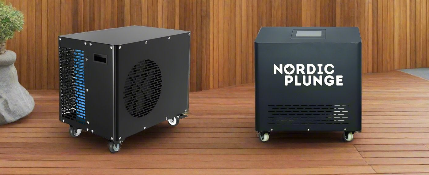 Premium cold plunge tub chillers featuring digital temperature control and filtration systems.