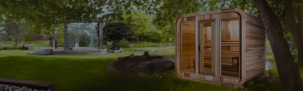 Modern luxury indoor wooden sauna for home use.