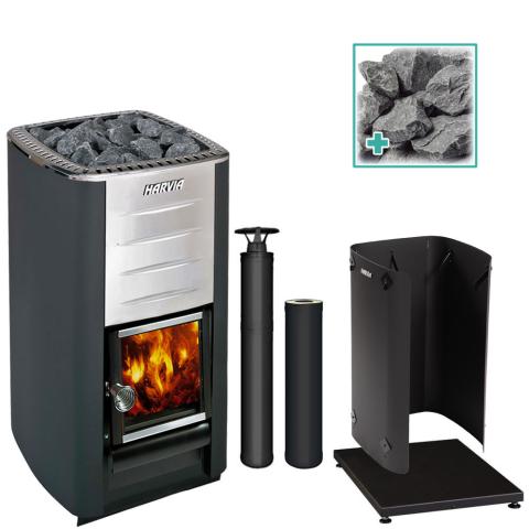 Harvia Heaters Harvia M3 Wood-Burning Stove Kit - Black