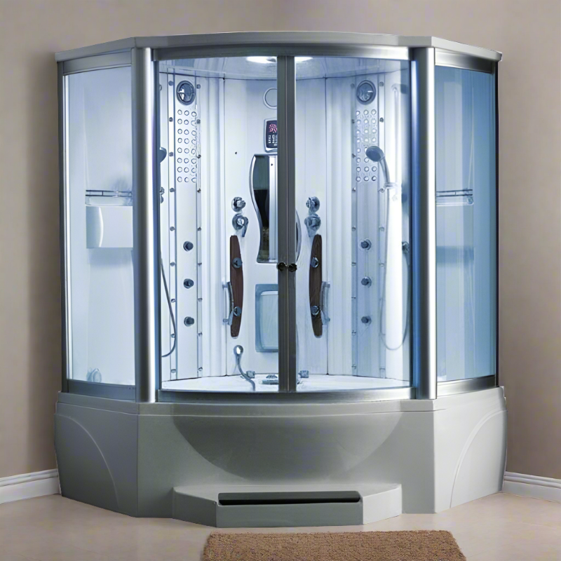 Mesa Showers Mesa WS-608A 2 Person Corner Steam Shower with Jetted Tub - 63" x 63" x 85"