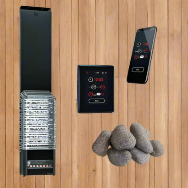 Saunum AIR 10 9.6kW Air Series WiFi Sauna Heater Package - Stainless Steel