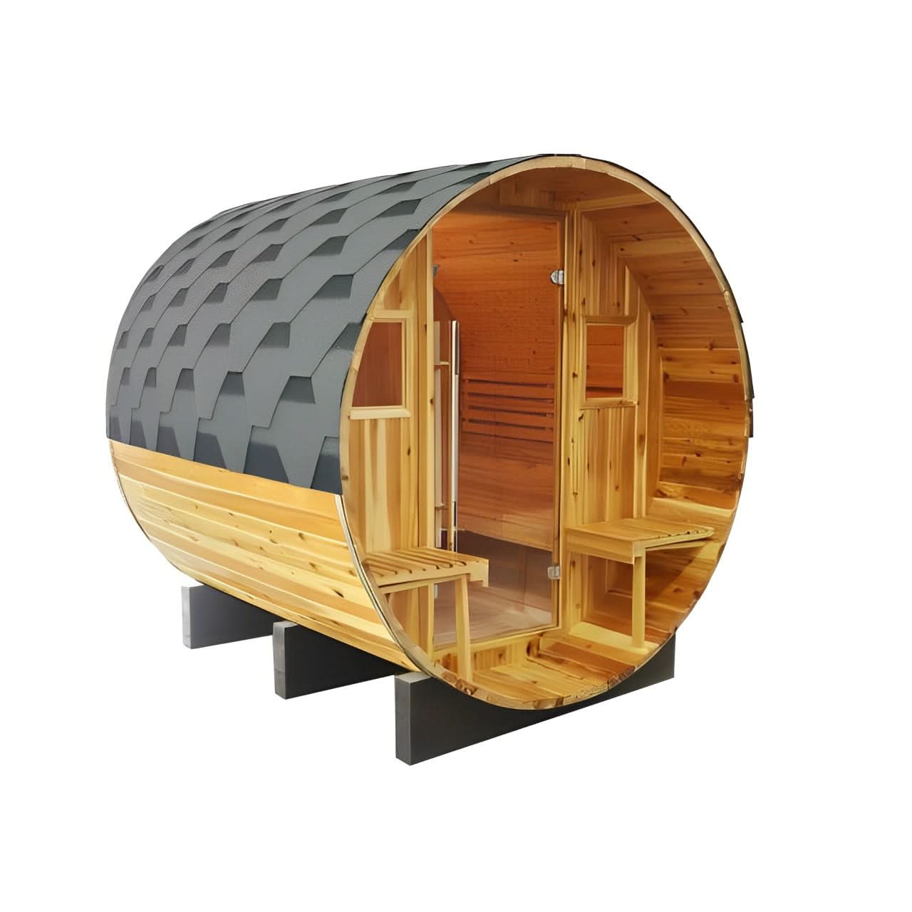 Sunray Traditional Saunas Sunray Oasis 2-4 Person Traditional Canopy Barrel Sauna