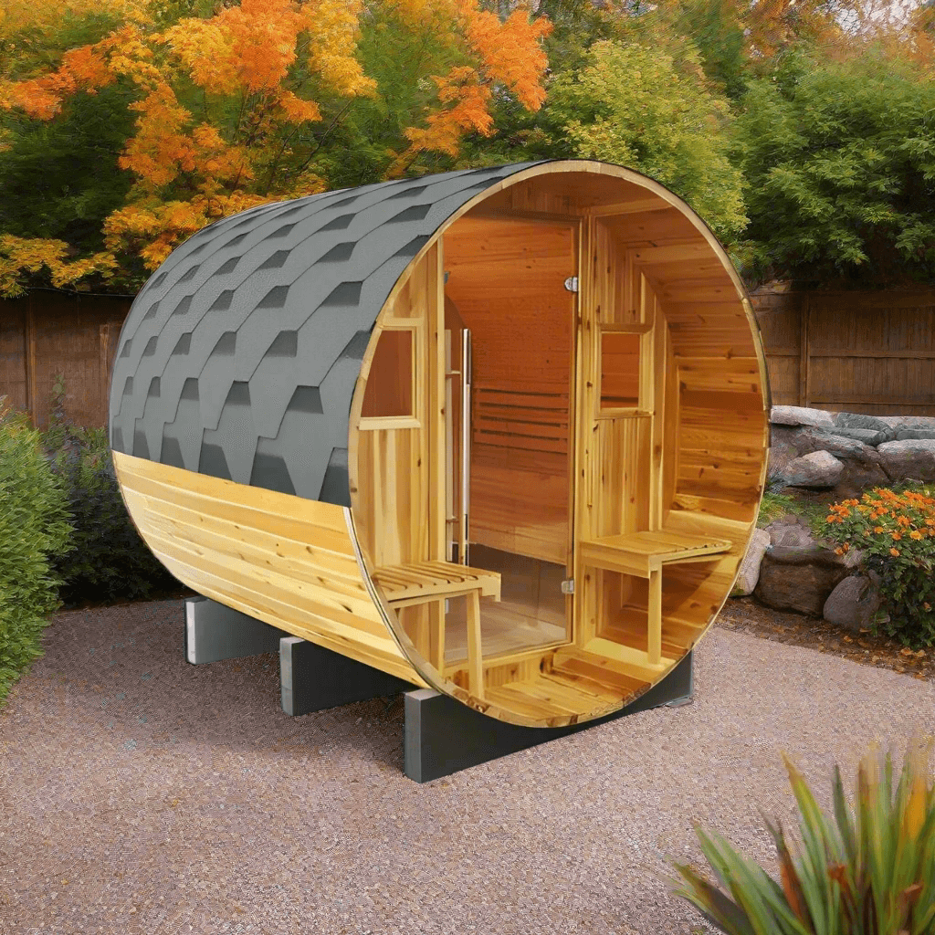 Sunray Traditional Saunas Sunray Oasis 2-4 Person Traditional Canopy Barrel Sauna