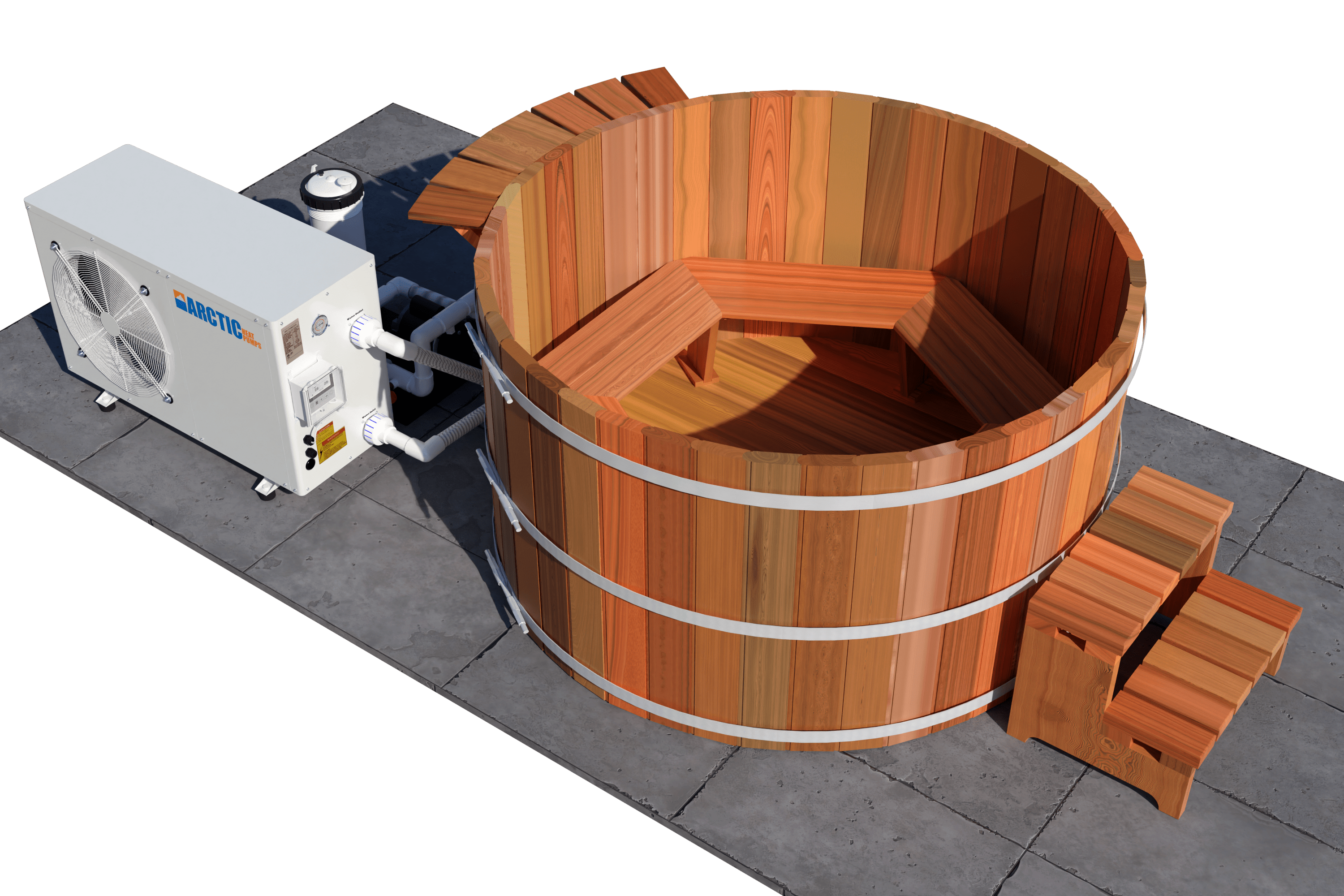 Northern Lights Heat Pump 36” 4 Person Chill or Heat Tub Package