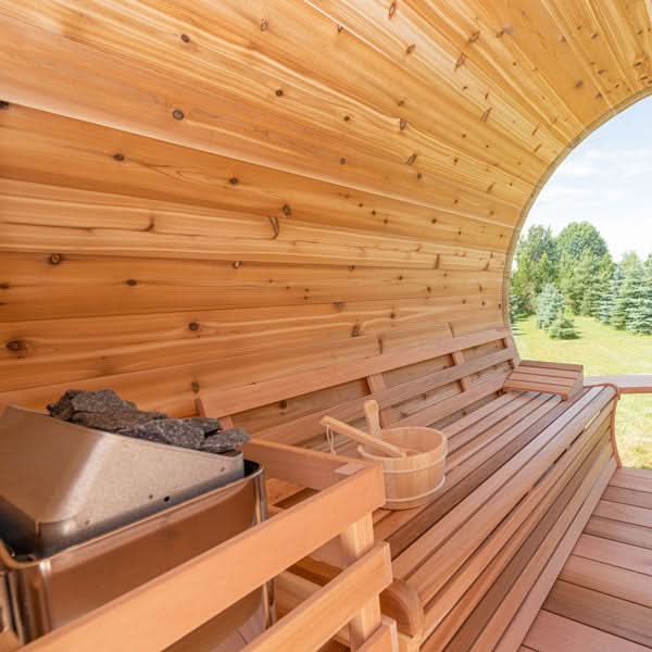 Dundalk LeisureCraft Saunas Dundalk LeisureCraft Panoramic Sauna Knotty Cedar - Floor Standing Sauna Heater