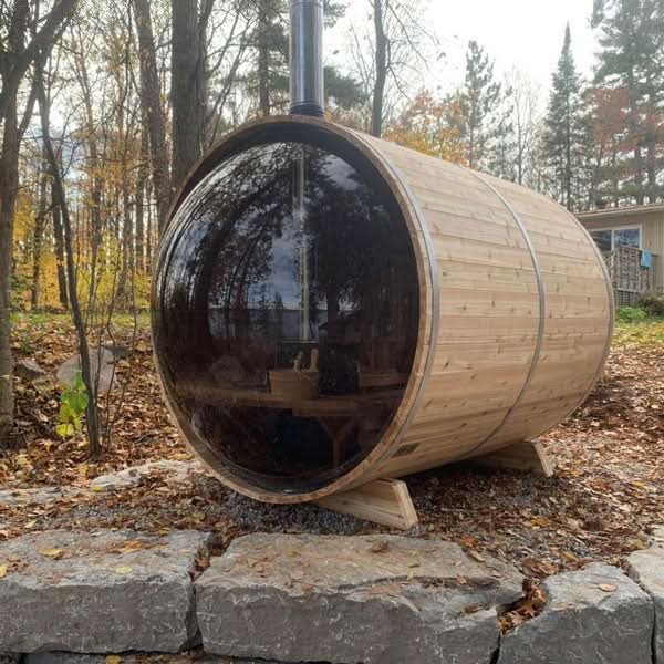 Dundalk LeisureCraft Saunas Dundalk LeisureCraft Panoramic Sauna Knotty Cedar - Floor Standing Sauna Heater