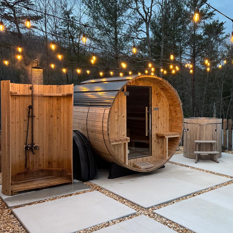 Almost Heaven Saunas Almost Heaven Grandview 4-6 person Canopy Barrel Sauna