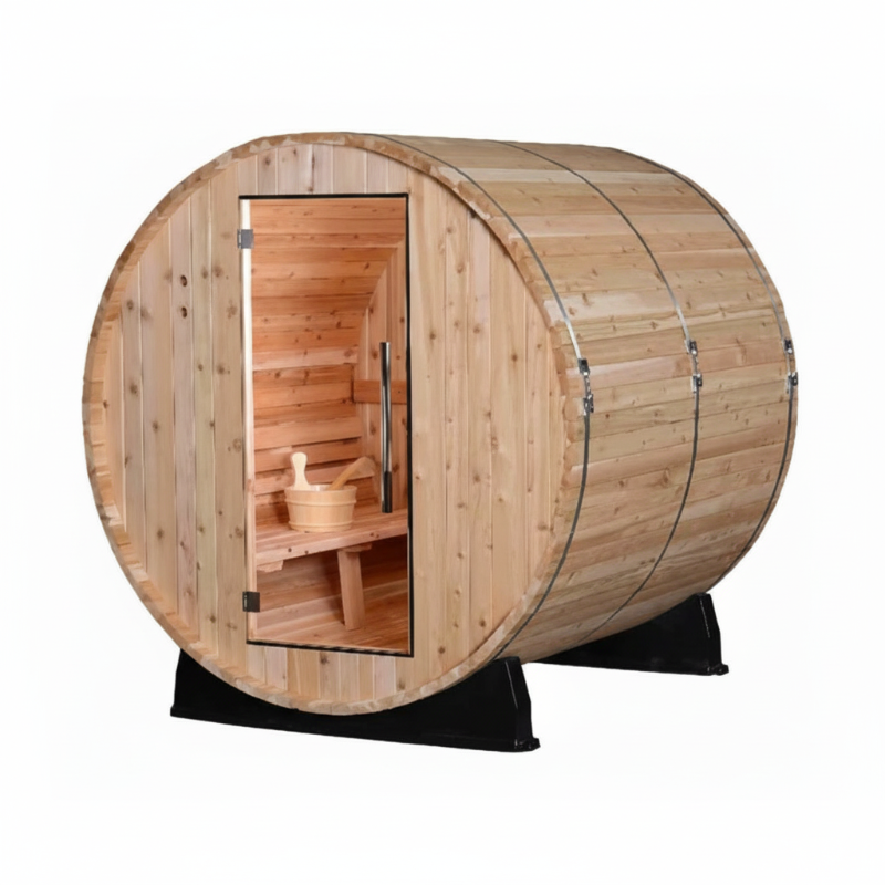 Almost Heaven Saunas and Cold Plunges Almost Heaven Pinnacle 4 Person Outdoor Barrel Sauna Detox Package