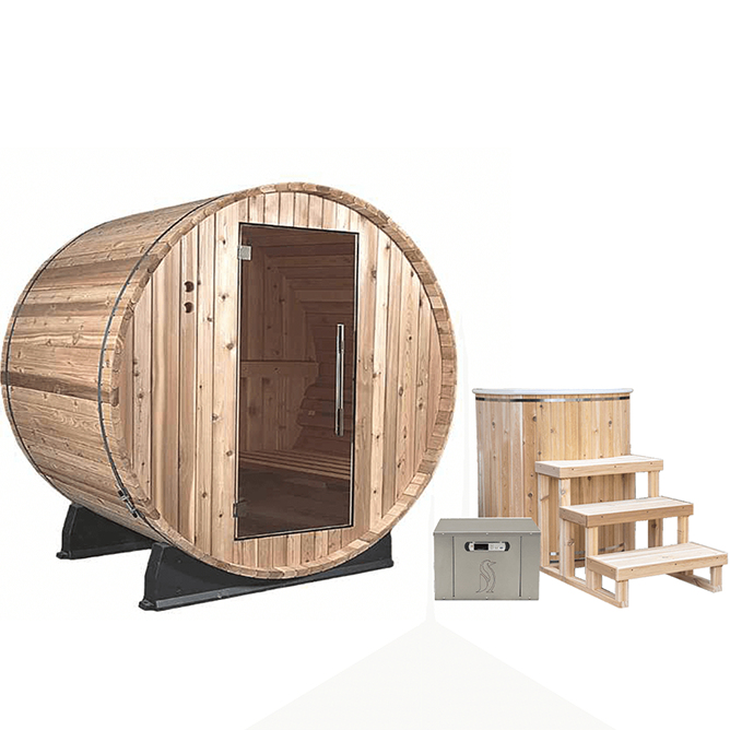 Almost Heaven Saunas and Cold Plunges Almost Heaven Salem 2 Person Outdoor Barrel Sauna Detox Package