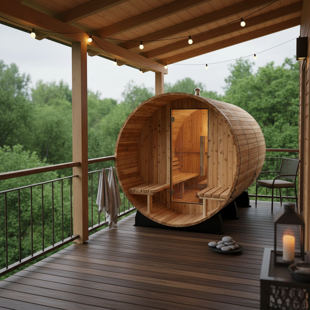 Almost Heaven Fairmont 4 Person Indoor/Outdoor Traditional Canopy Barrel Sauna