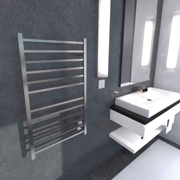 Amba Sauna Accessories Amba Radiant Square Hardwired + Plug-in Combo Heated Towel Rack