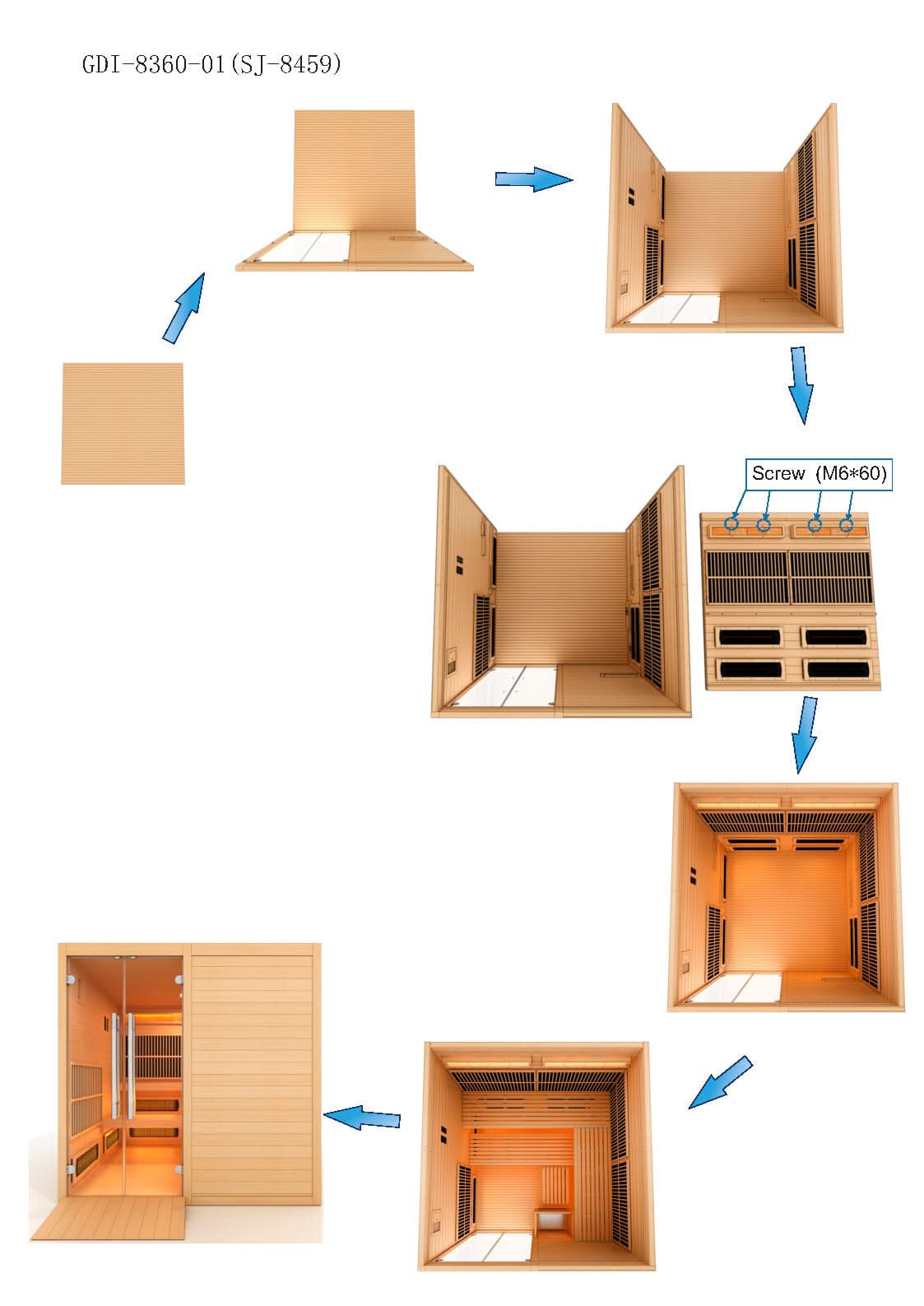 Golden Designs Saunas Golden Designs 2025 Toledo 6 Person Hybrid Sauna (Indoor) Full Spectrum and Harvia Traditional Stove (GDI-8360-01)
