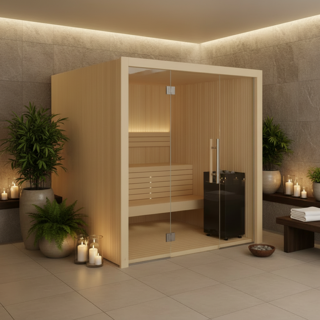Auroom Saunas Auroom Libera Glass 2–6 Person Indoor Traditional Cabin Sauna Kit