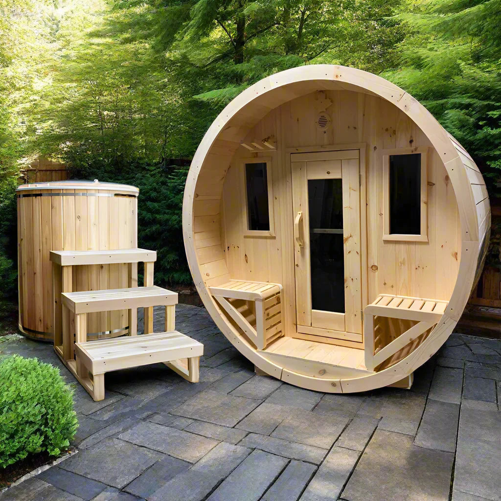 True North Saunas Saunas True North Canadian Made 2-4 Person 6' Long Outdoor Traditional Barrel Sauna