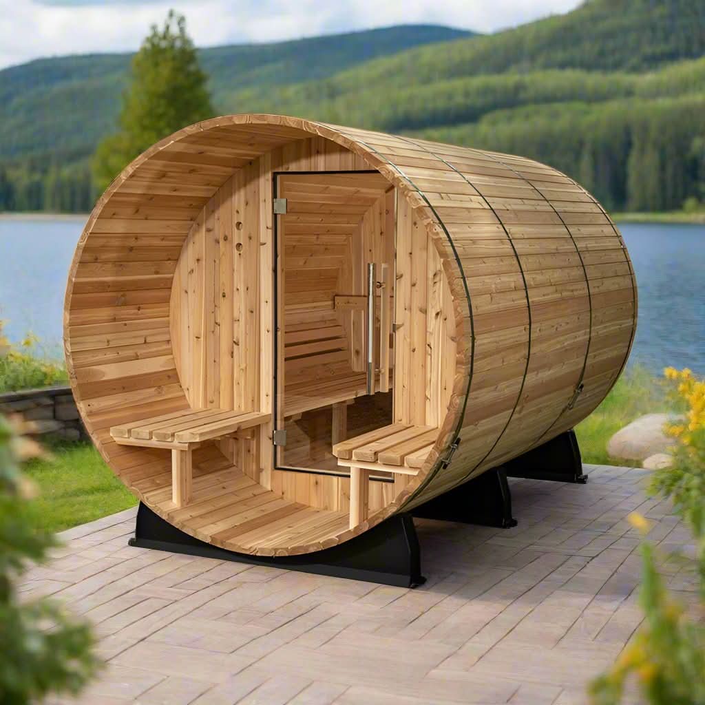 Almost Heaven Saunas Almost Heaven Charleston 4 Person Canopy Barrel Sauna