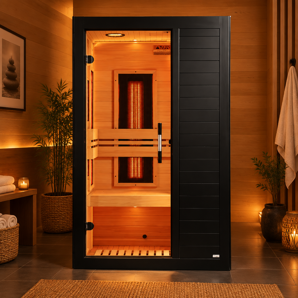 Golden Designs Saunas Golden Designs Dynamic "Veneto" Black Finish 1-2 Person Indoor Low EMF FAR Infrared Sauna (DYN-6115-06)