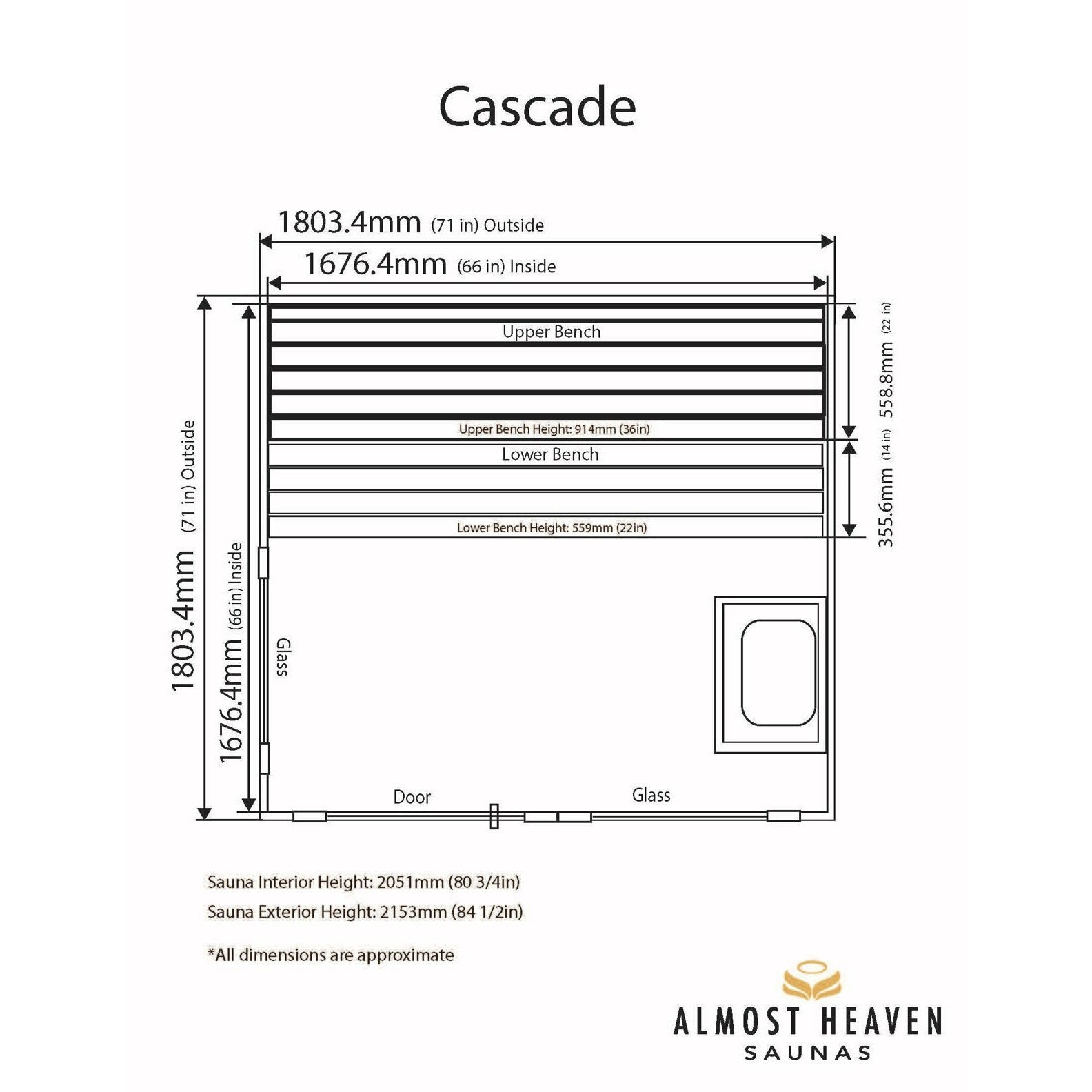 Almost Heaven Saunas Almost Heaven Cascade 4 Person Indoor Sauna