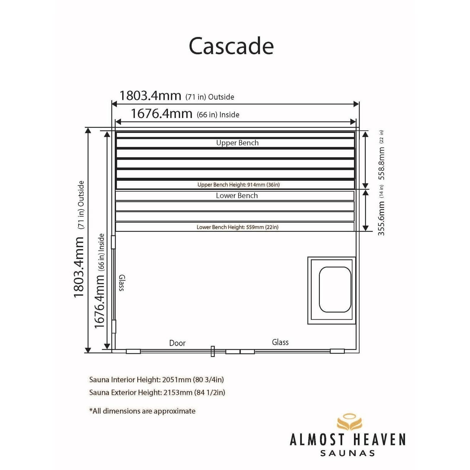 Almost Heaven Saunas Almost Heaven Cascade 4 Person Indoor Sauna