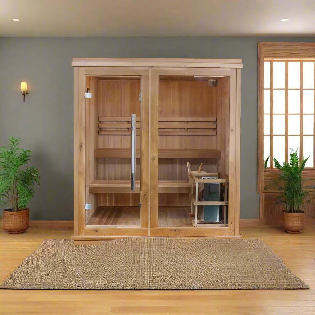 Sunray Saunas Sunray Charleston 4-Person Indoor Traditional Sauna Double Bench