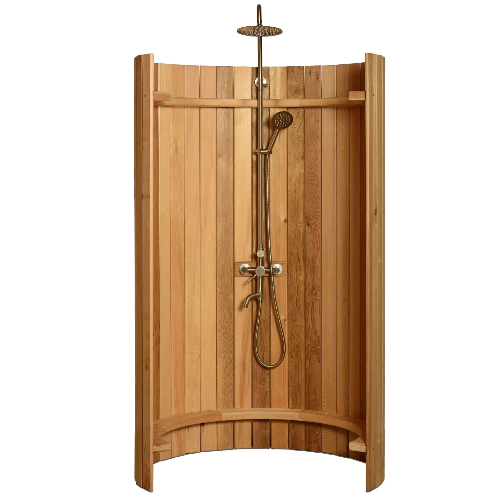 Almost Heaven Saunas & Showers Almost Heaven Pinnacle 4 Person Outdoor Barrel Sauna & Almost Heaven Ellipse Outdoor Shower