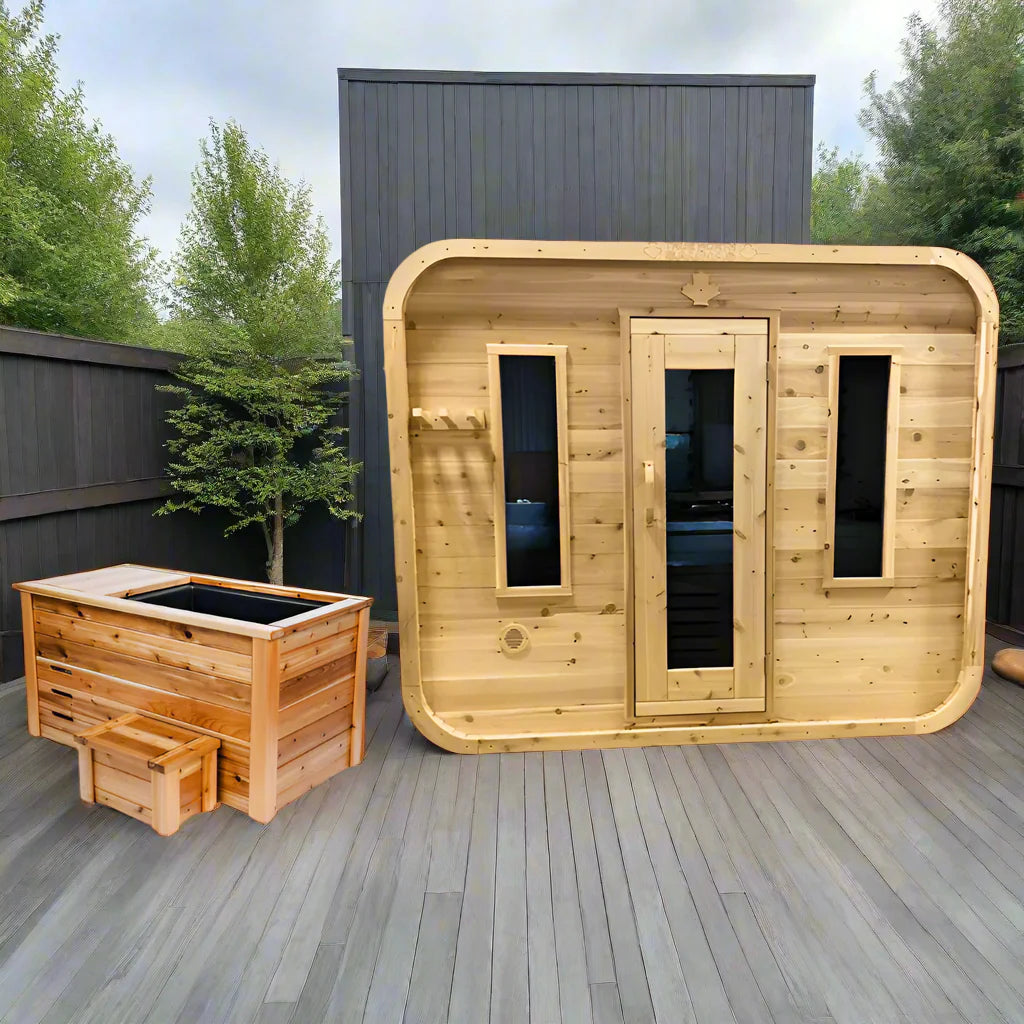 True North Saunas Saunas True North Canadian Made Quattro 4-5 Person Outdoor Traditional Cedar Cube Sauna