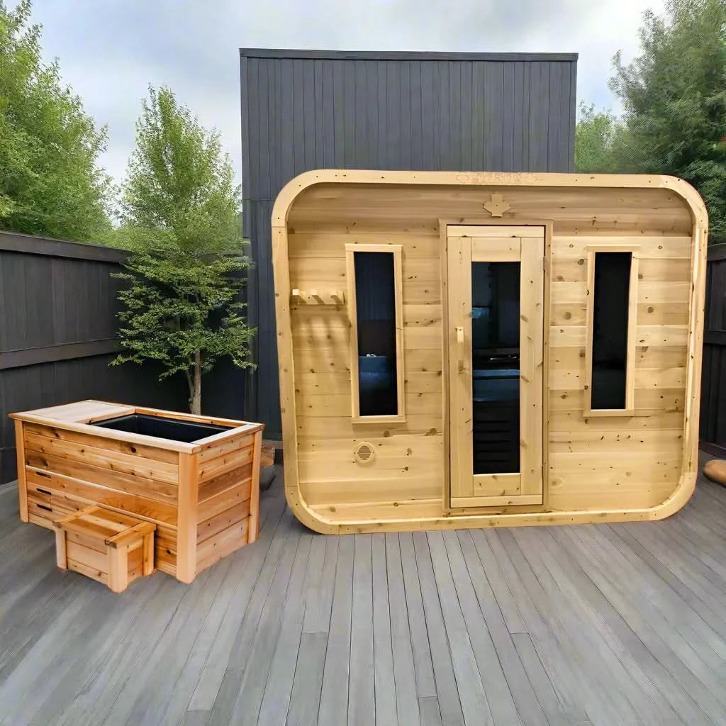 True North Saunas Saunas True North Canadian Made Quattro 4-5 Person Outdoor Traditional Cedar Cube Sauna