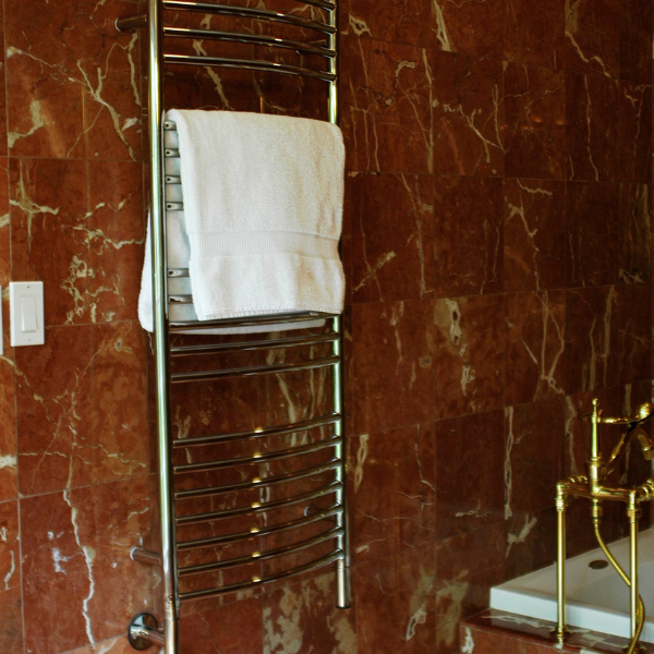 Amba Towel Racks DCP - Polished Amba Jeeves Model D Curved 20 Bar Hardwired Towel Warmer