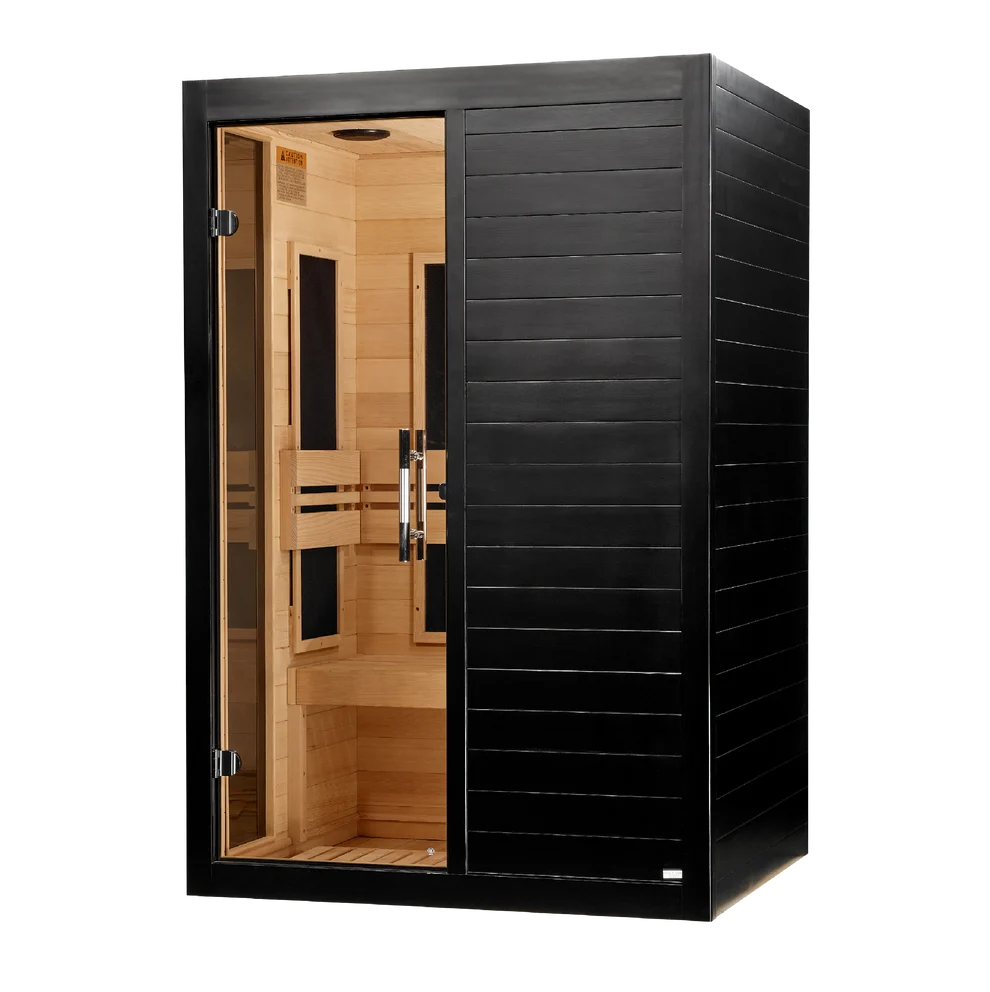 Golden Designs Saunas Golden Designs 2026 Model Dynamic "Lucca" Black Finish 2 Person Ultra Low EMF FAR IR Sauna (DYN-6215-06 Elite)