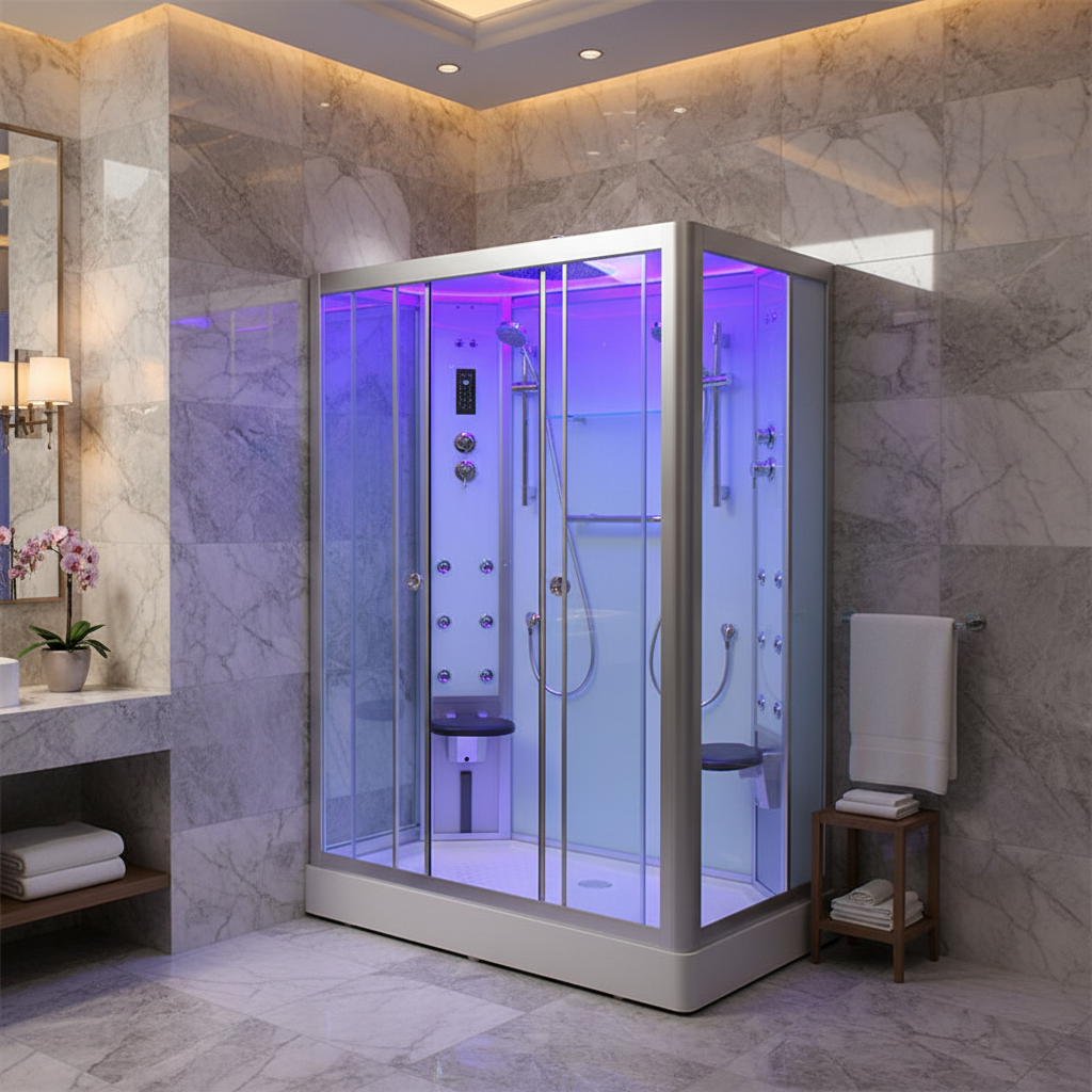 Platinum Showers Platinum DZ903A 2 Person Freestanding Sliding Door Steam Shower