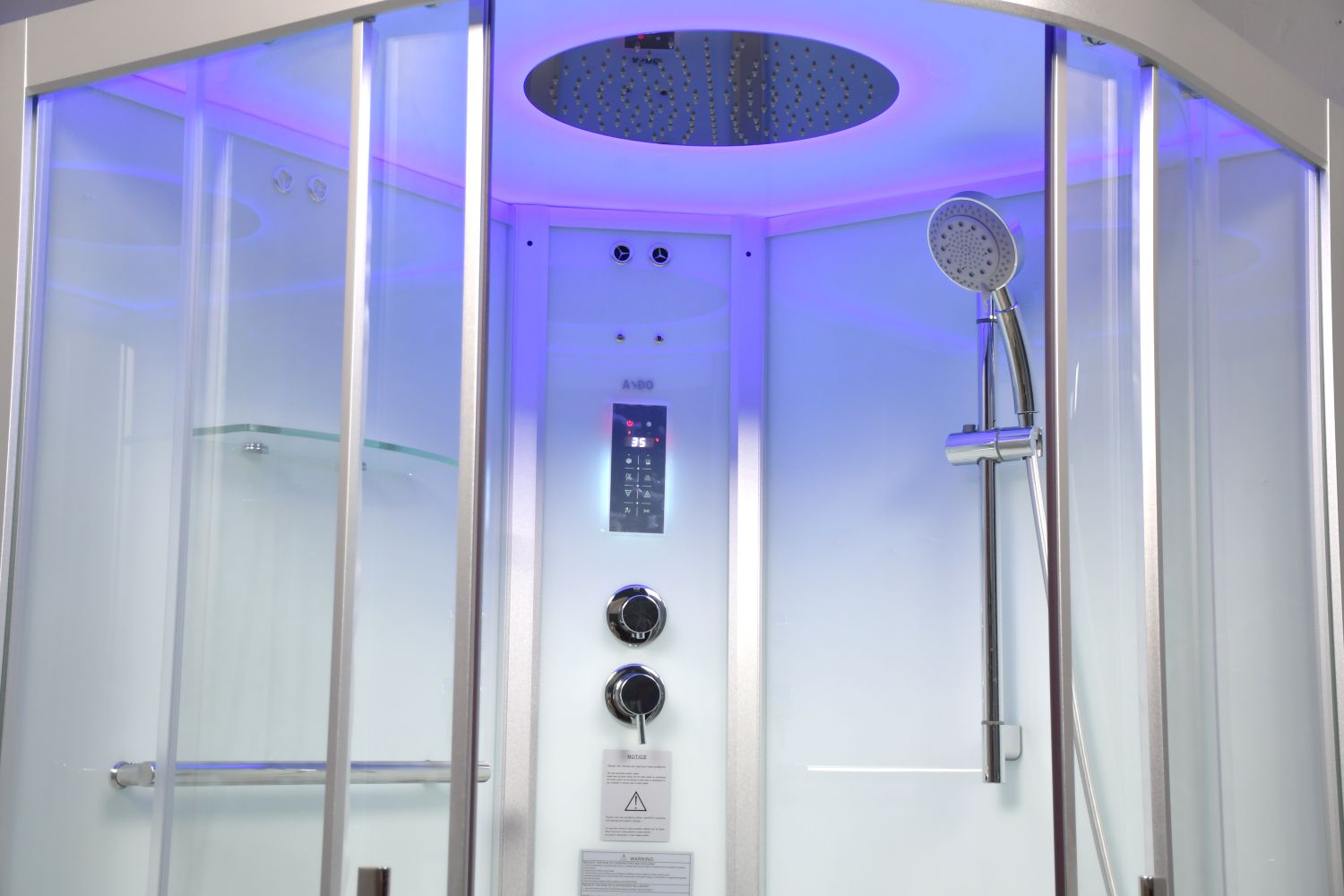 Platinum Showers Platinum DZ901A 1 Person with Dual Sliding Doors Corner Steam Shower - White