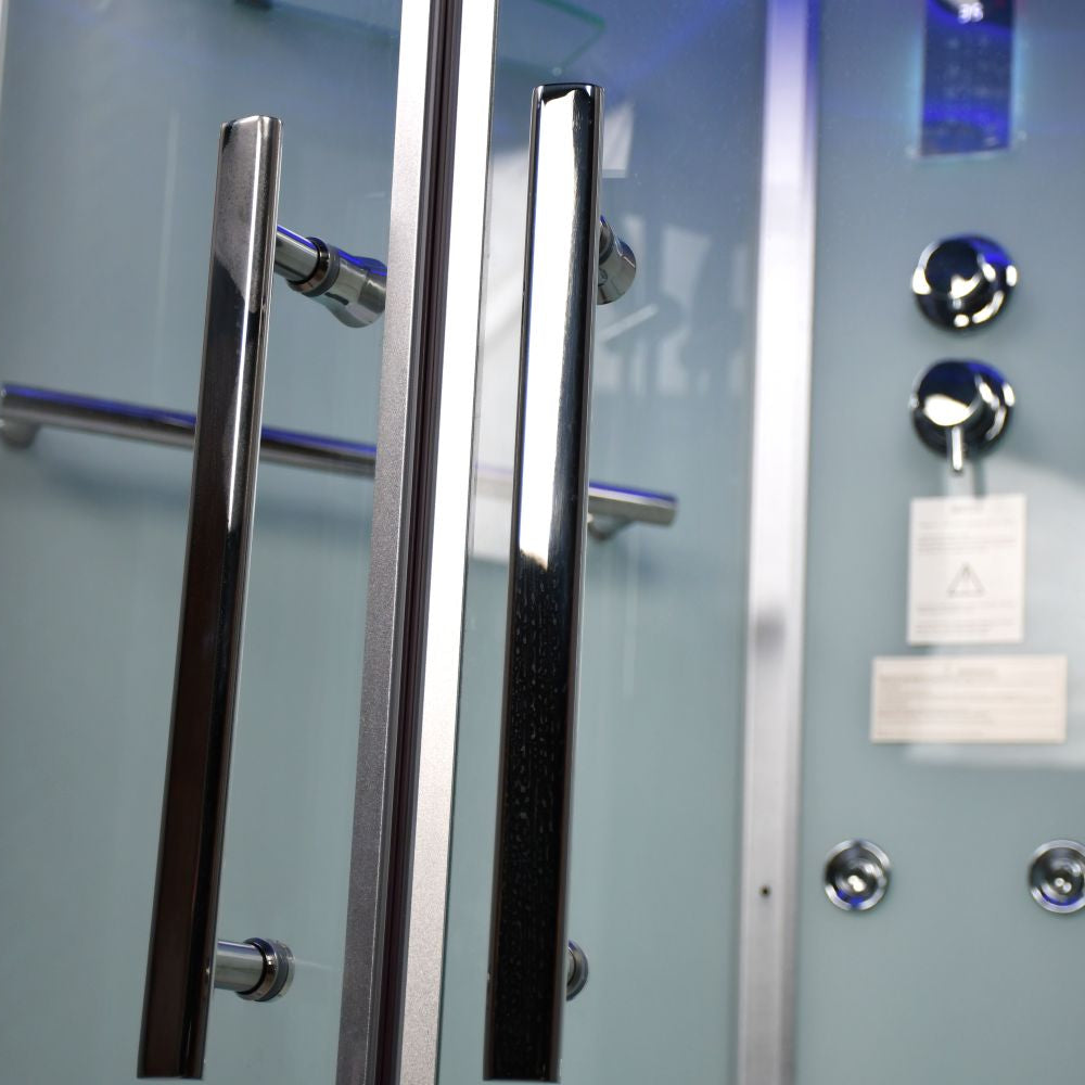 Platinum Showers Platinum DZ901A 1 Person with Dual Sliding Doors Corner Steam Shower - White