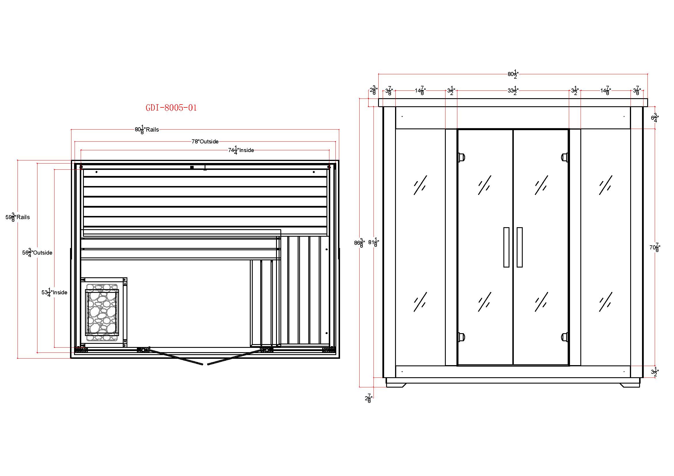 Golden Designs Saunas Golden Designs "Vorarlberg" 5 Person Traditional Flat Roof Outdoor Sauna (GDI-8005-01)