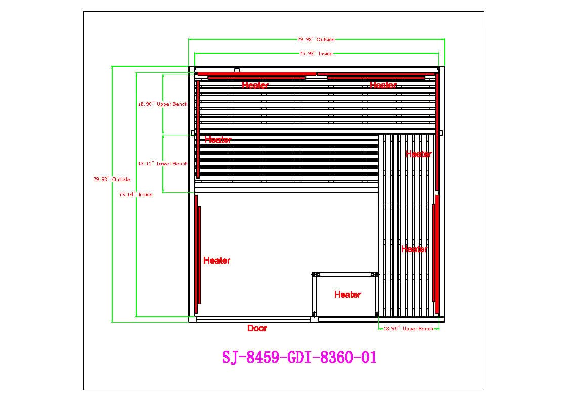 Golden Designs Saunas Golden Designs 2025 Toledo 6 Person Hybrid Sauna (Indoor) Full Spectrum and Harvia Traditional Stove (GDI-8360-01)