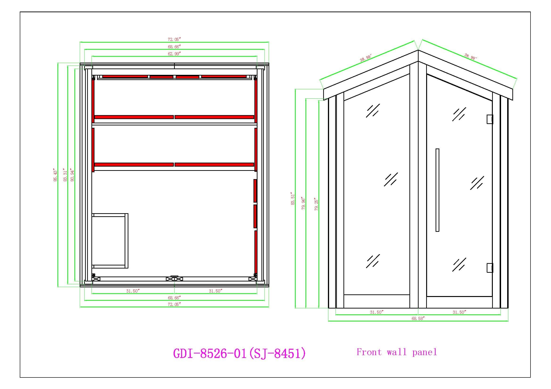 Golden Designs Saunas Golden Designs Kaskinen 6 Person Barn Hybrid Full Spectrum IR Outdoor Sauna (GDI-8526-01)