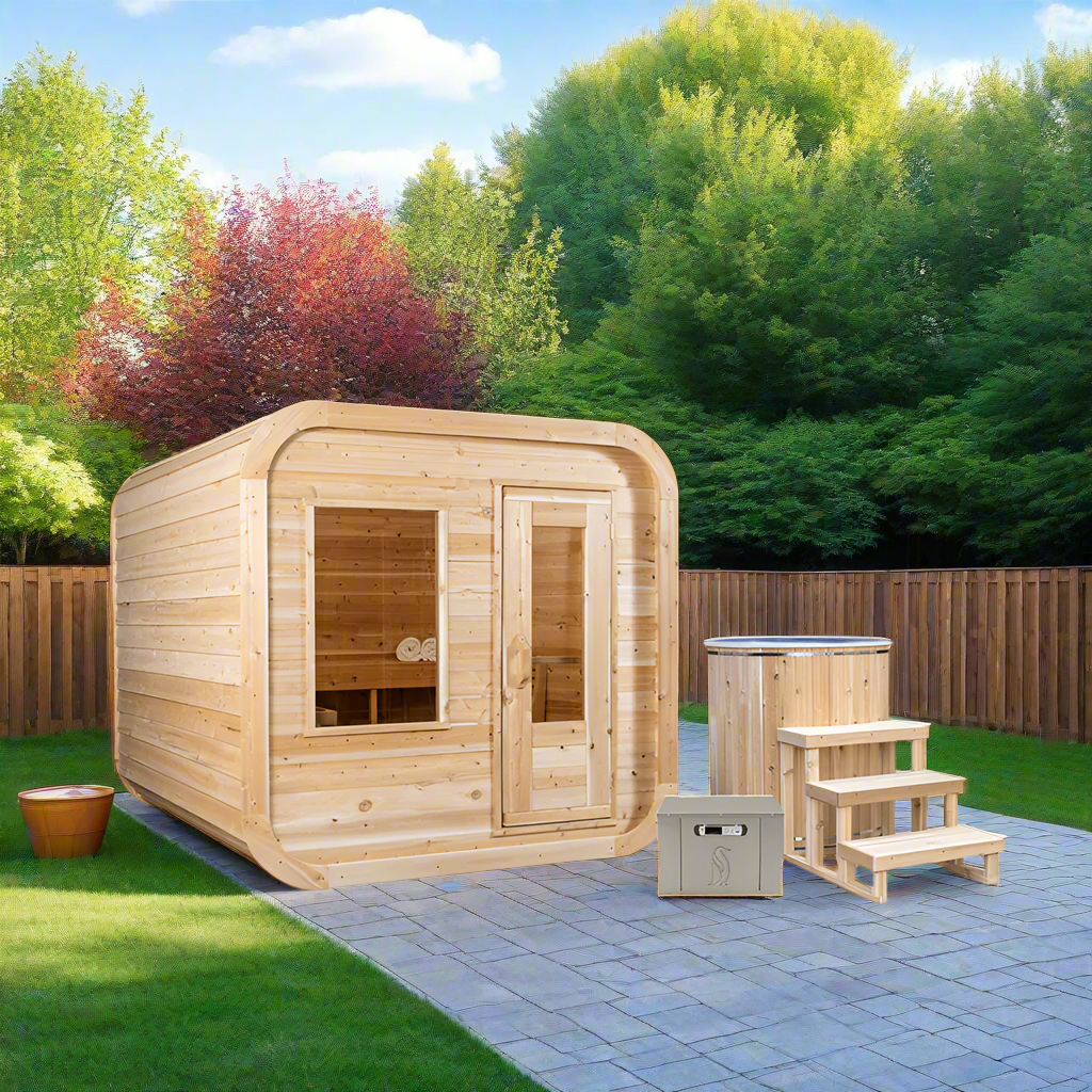 Dundalk LeisureCraft Canadian Timber Luna Sauna & Arctic Cold Plunge Tub Detox Package