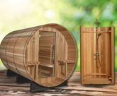 Almost Heaven Huntington 6-Person Canopy Barrel Sauna & Ellipse Outdoor Shower Set