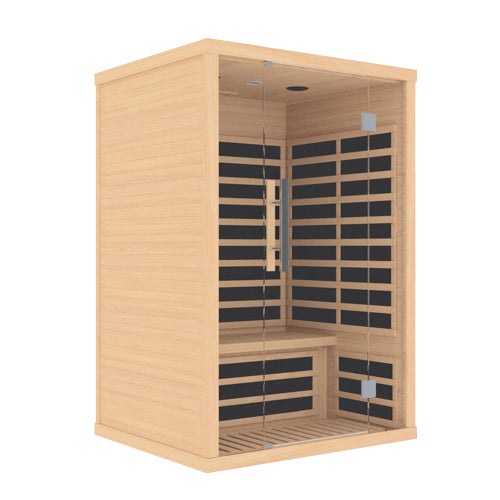 FINSAUNA FINSAUNA Fiera IR 200 Carbon, 2-Person Home Infrared Sauna, Hemlock