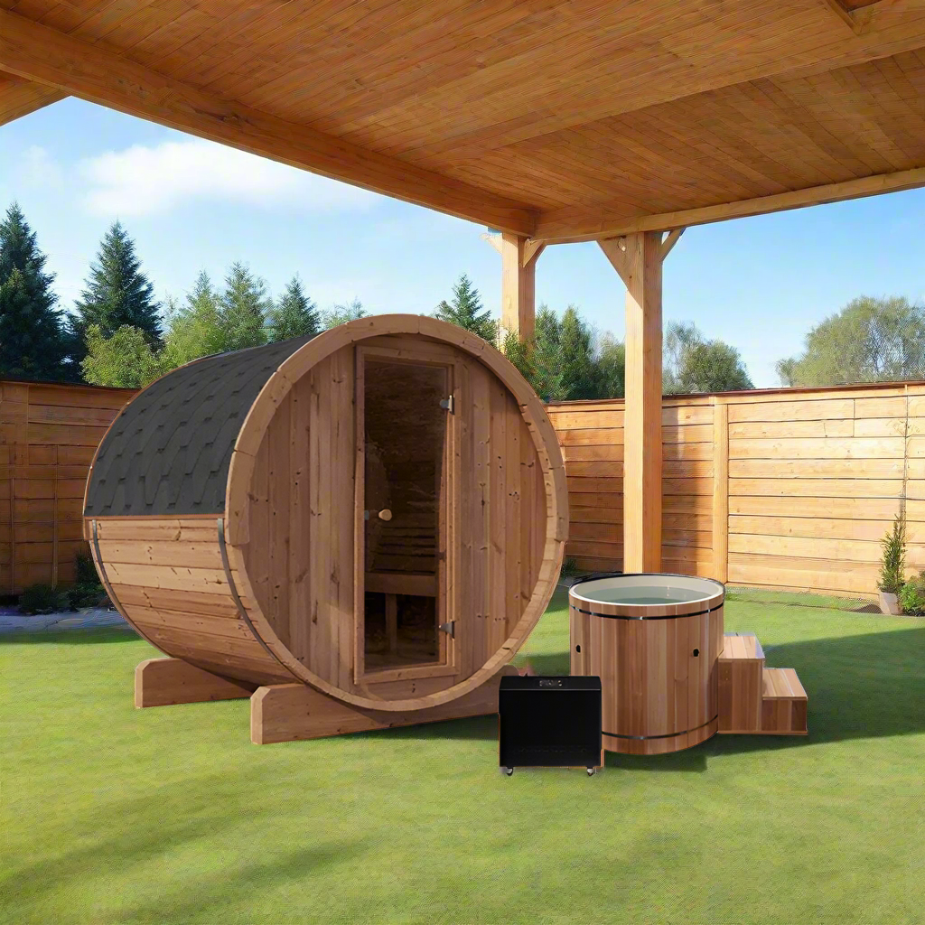 Forever Saunas Saunas Forever Saunas 4 person Thermally Treated Outdoor Barrel Sauna Detox Package