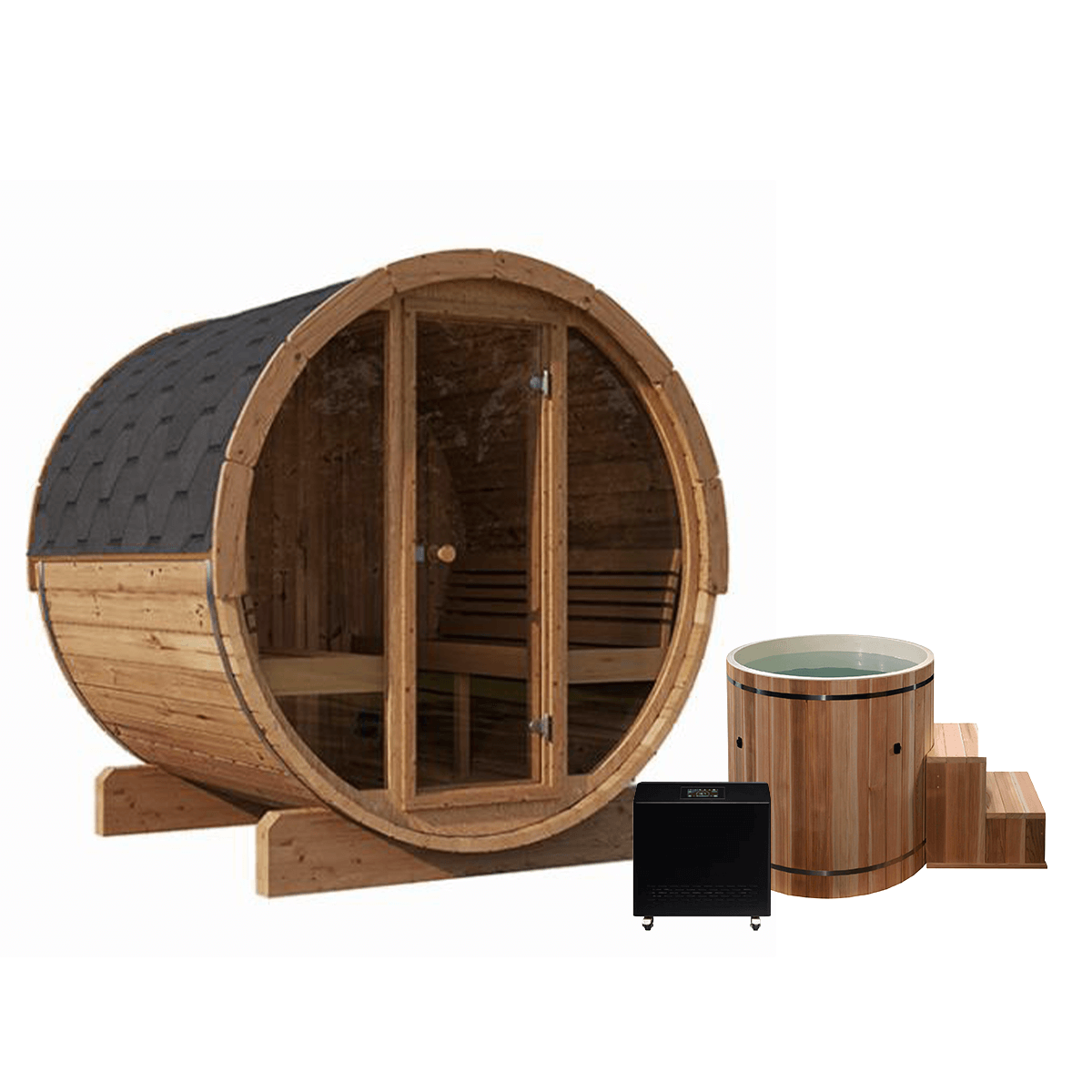 Forever Saunas Saunas Forever Saunas 6 Person with Glass Window Barrel Sauna Detox Package