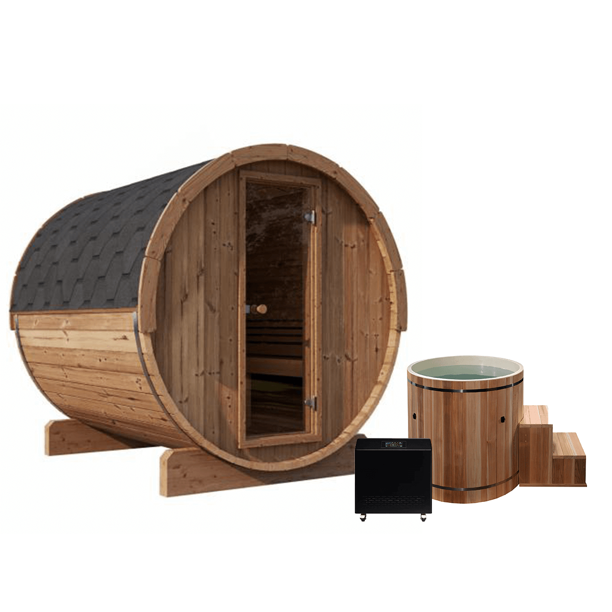 Forever Saunas Saunas Forever Saunas 6 person Thermally Treated Outdoor Barrel Sauna Detox Package