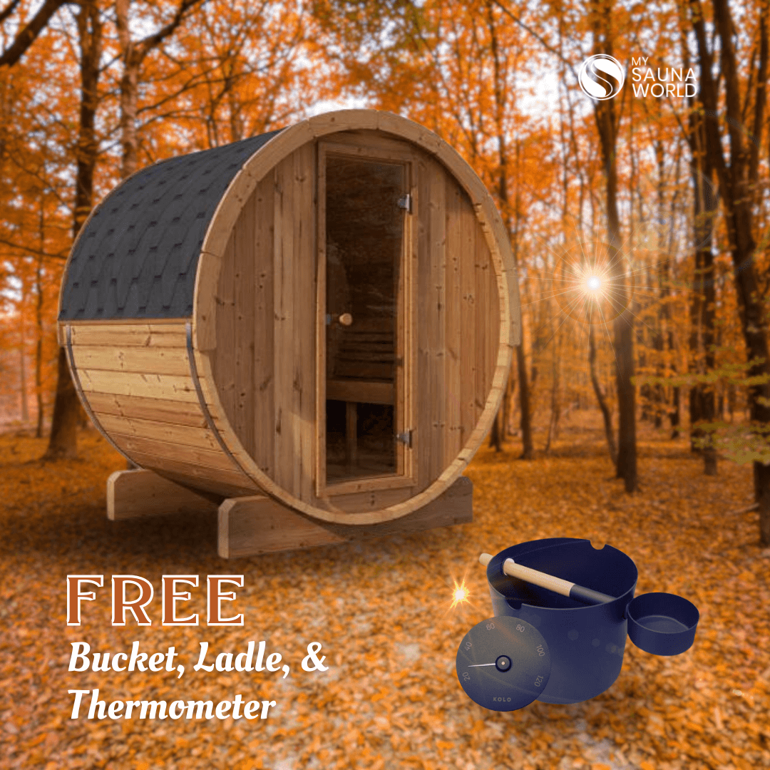 Forever Saunas Saunas Forever Saunas Thermally Treated 4-Person Barrel Sauna with HUUM Drop 7.5 Sauna Heater - Ready to Ship!