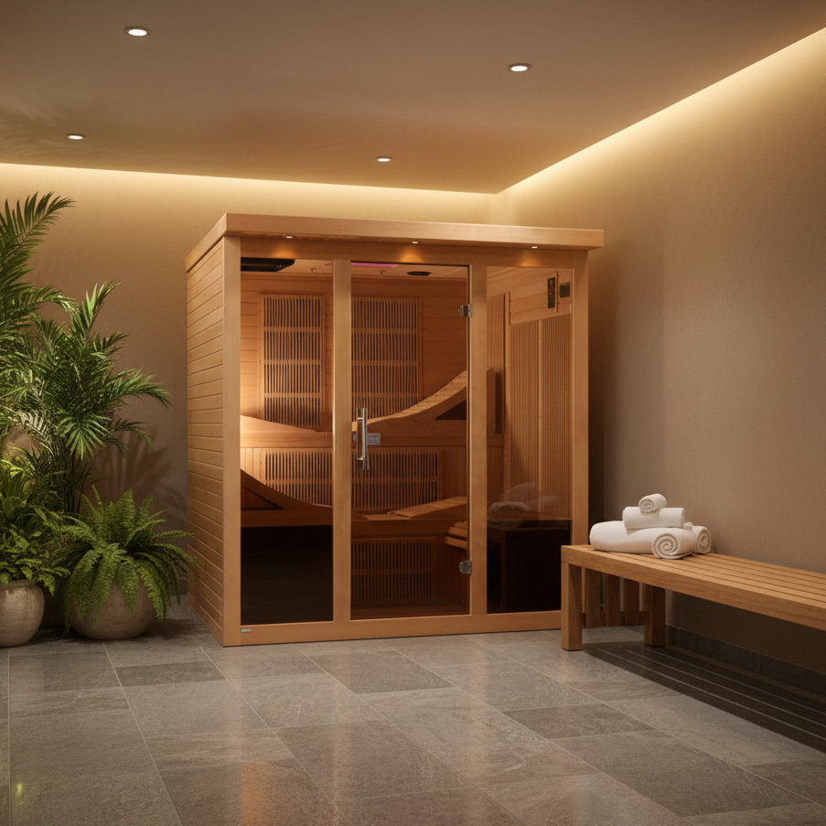 Golden Designs Saunas Golden Designs Monaco Hemlock 6 Person Indoor Near Zero EMF Far Infrared Sauna (GDI-6996-01 Elite)