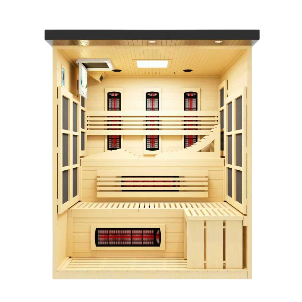 Golden Designs Saunas New 2026 Model Golden Designs 6 Person Black Full Spectrum Near Zero EMF FAR IR Sauna (GDI-6996-03-FS)