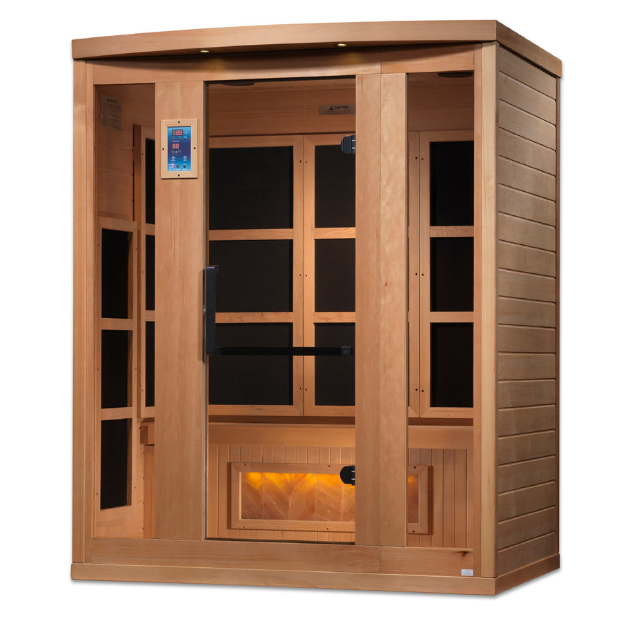 Golden Designs Hotel 6 Person Full Spectrum PureTech™ Near-Zero EMF FAR Infrared Sauna w/ Himalayan Salt Bar