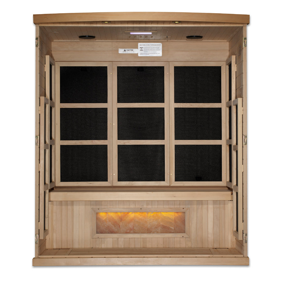 Golden Designs Hotel 6 Person Full Spectrum PureTech™ Near-Zero EMF FAR Infrared Sauna w/ Himalayan Salt Bar