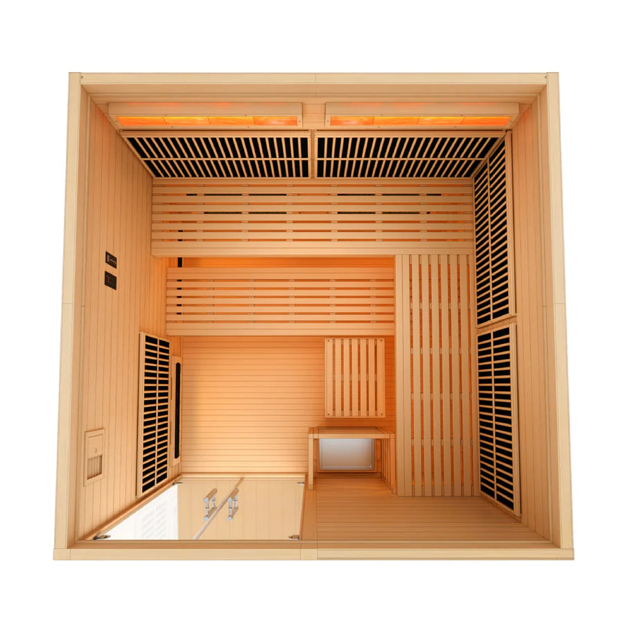 Golden Designs Saunas Golden Designs 2025 Toledo 6 Person Hybrid Sauna (Indoor) Full Spectrum and Harvia Traditional Stove (GDI-8360-01)