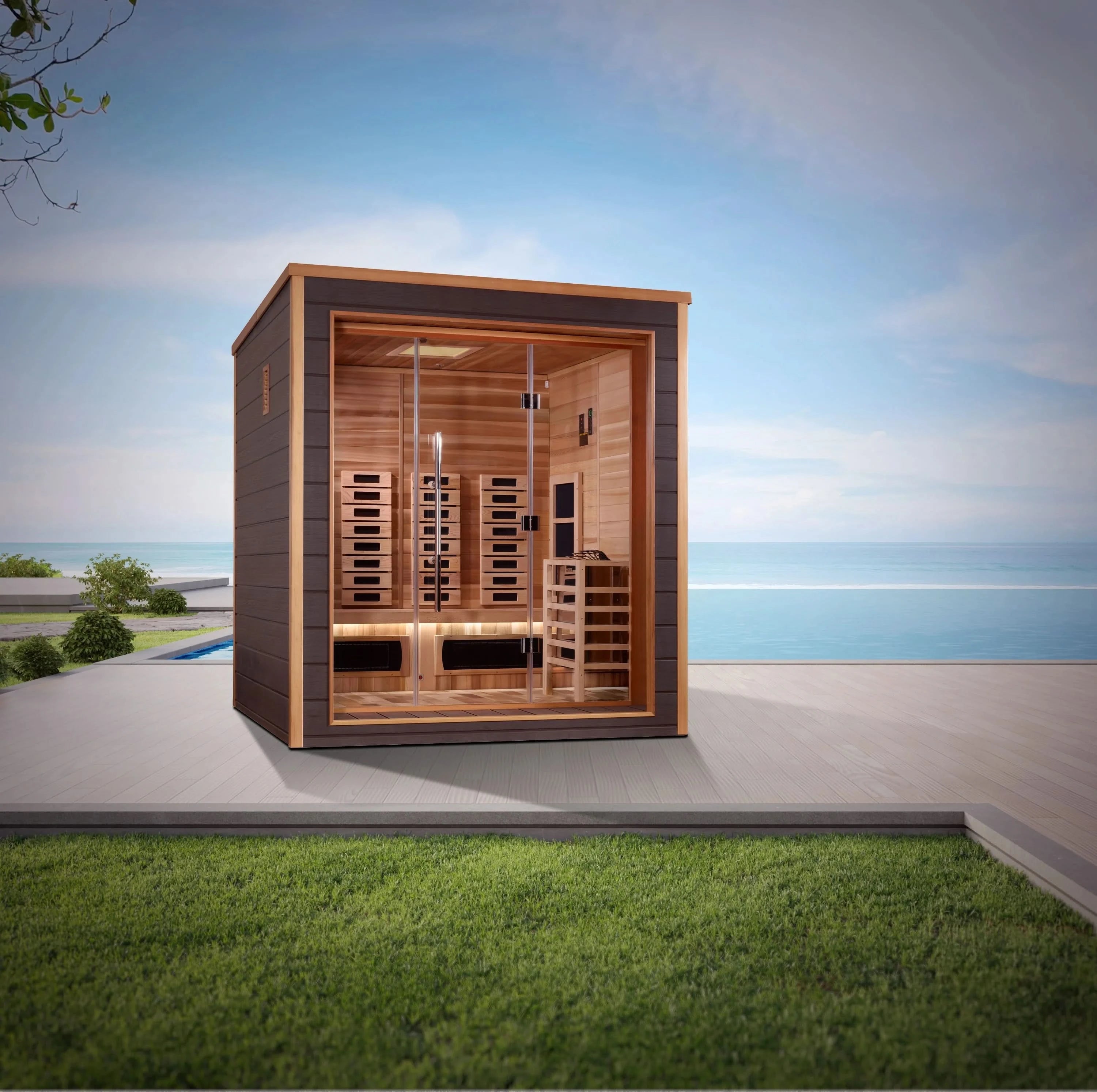 Golden Designs Saunas Golden Designs Visby 3 Person Outdoor-Indoor PureTech™ Hybrid Full Spectrum Sauna (GDI-8223-01)