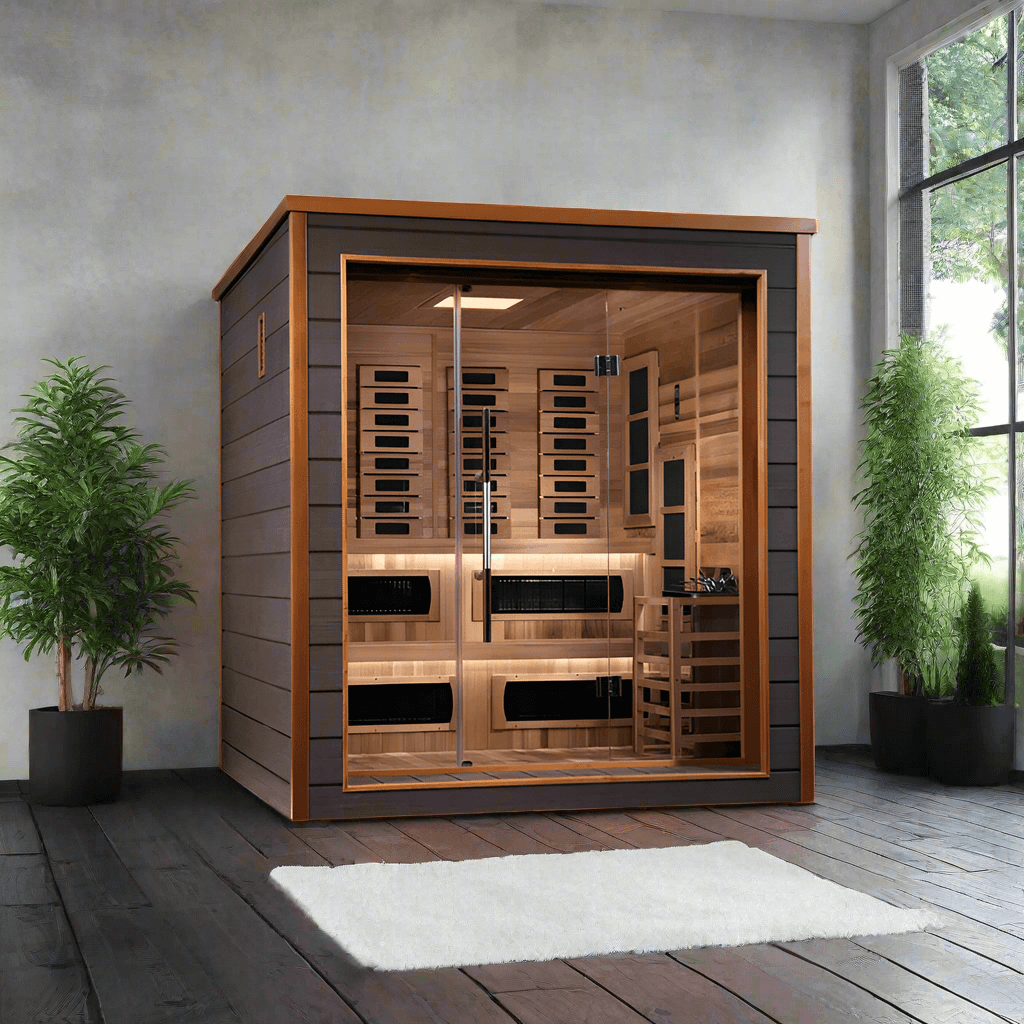 Golden Designs Saunas Golden Designs Karlstad 6 Person Outdoor-Indoor PureTech™ Hybrid Full Spectrum Sauna (GDI-8226-01)