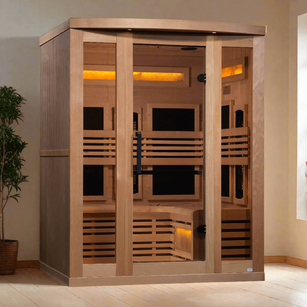 Golden Designs Saunas Golden Designs Reserve Edition 3 Person Near Zero EMF Full Spectrum with Himalayan Salt Bar (GDI-8230-01)